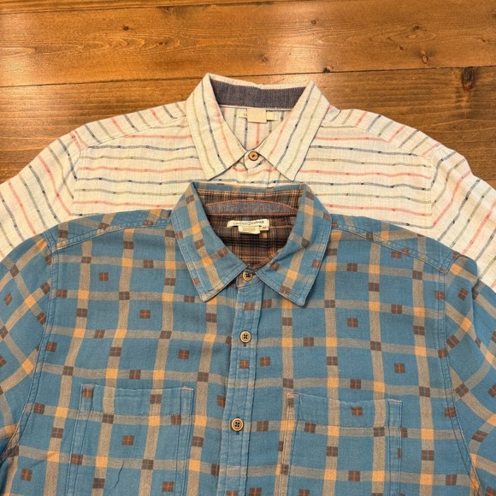 Carbon 2 Cobalt Shirt Mens Medium Short‎ Sleeve Geometric Cotton LOT OF 2